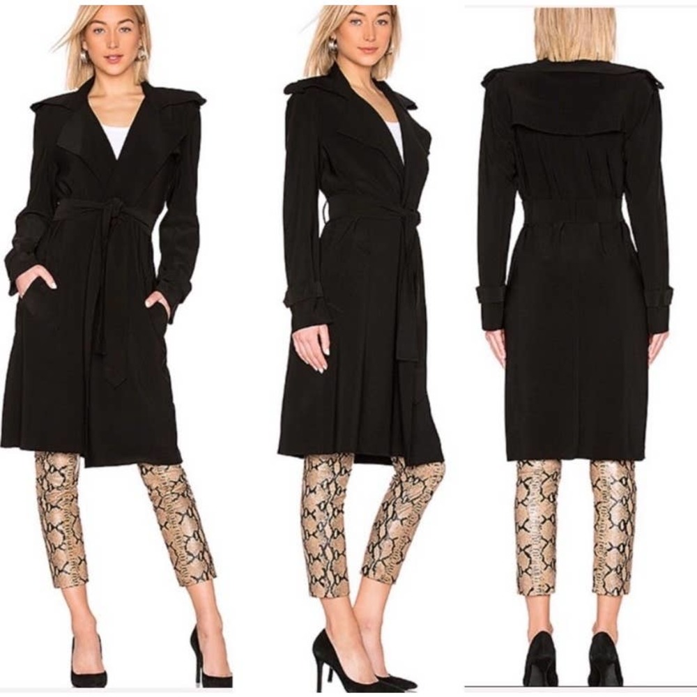 Norma Kamali Black Long Trench Coat size xs